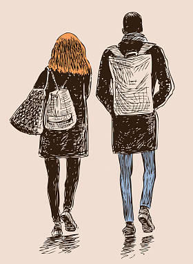 年轻市民去散步图片