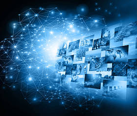 电视和互联网的生产技术概念照片