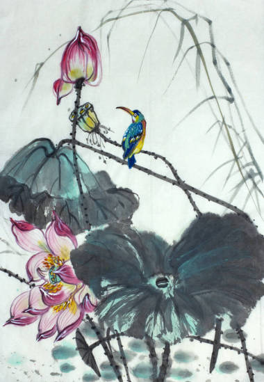 繪圖的一朵朵盛開(kāi)的蓮花