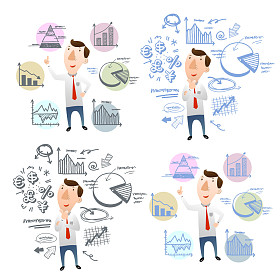 商人与手涂鸦图表