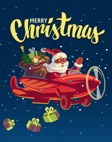 圣诞老人与飞机上飞了.图片