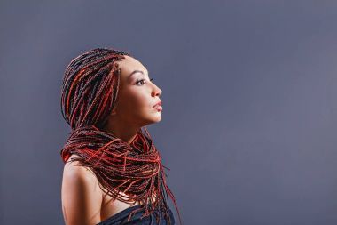 辮子和 afrobraids 編織的彩色頭發(fā)延長婦女發(fā)型