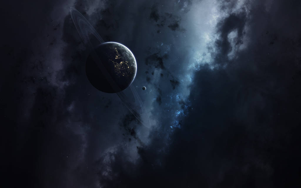 科幻空间壁纸, 令人难以置信的美丽的行星, 星系, 黑暗和冷美的无尽的宇宙。由 Nasa 提供的这幅图像的元素