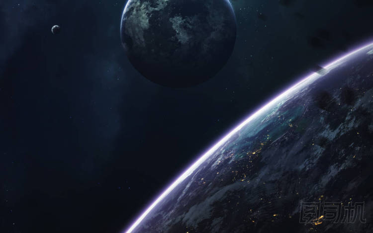 抽象空間壁紙。宇宙充滿了恒星、星云、星系和行星。由 Nasa 提供的這幅圖像的元素