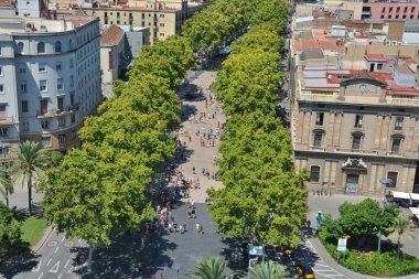 在巴塞羅那的 La rambla 大道上的頂視圖