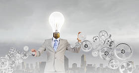 灯泡为首的商人。混合介质