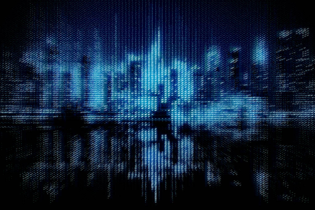 二进制代码城市背景图片