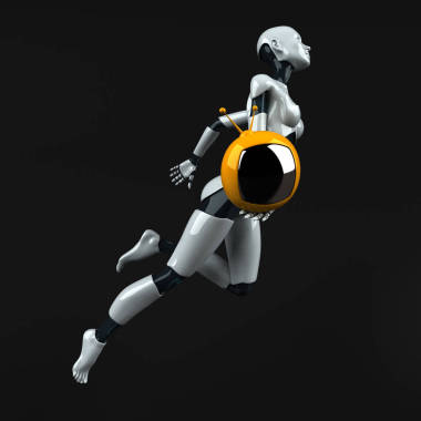 卡通人物與電視機(jī)圖片