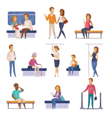 地鐵地下人物卡通圖標(biāo) 