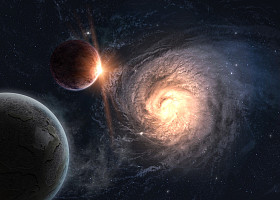 放到空间中的星系的行星