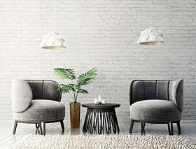 灰色扶手椅和茶几图片