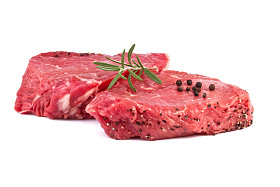 生牛肉牛排，在白色背景上孤立