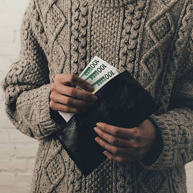 欧元纸币的钱包