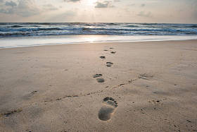 在沙滩上的脚步声