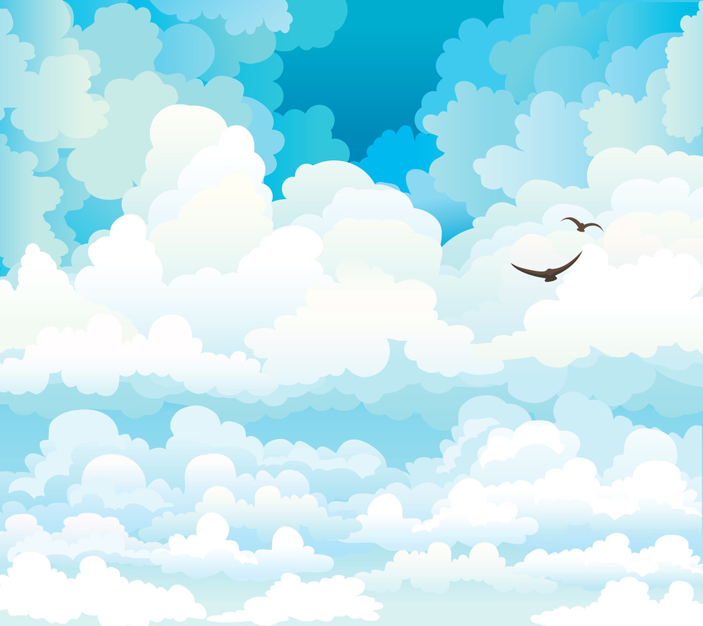 矢量云对鸟蓝蓝的天空