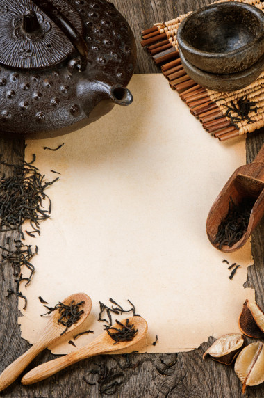 具有復(fù)古紙和干的紅茶框架