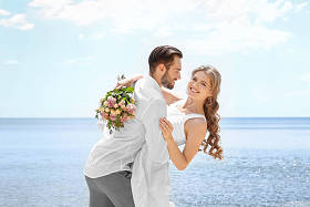 幸福新婚夫妇照片