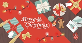 男人把礼物放在桌子上