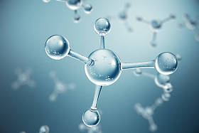 3d 插图分子。原子 bacgkround。横幅或传单的医学背景。分子结构在原子水平上