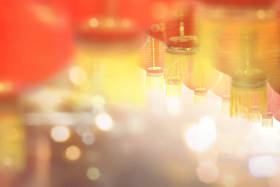 背景模糊灯的中国新年灯