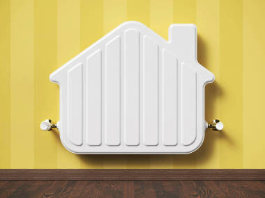 家用加熱器散熱器在客廳的形狀房子