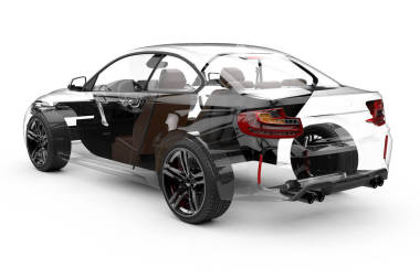 背面透明車白色背景