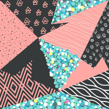 抽象孟菲斯与几何形状无缝模式。带有三角形的时髦背景。复古 80s 90s 设计的面料, 海报, 封面。矢量插图