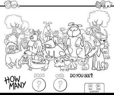 计数猫和狗着色书