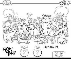 计数猫和狗着色书