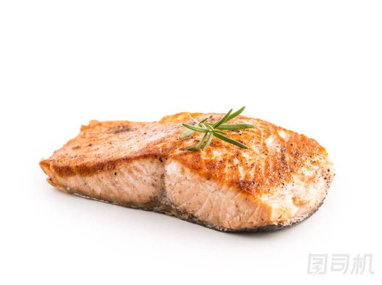 鮭魚.白色背景鮭魚烤 steakisolated