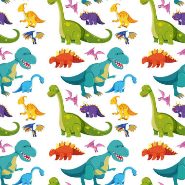 无缝背景与许多恐龙图片