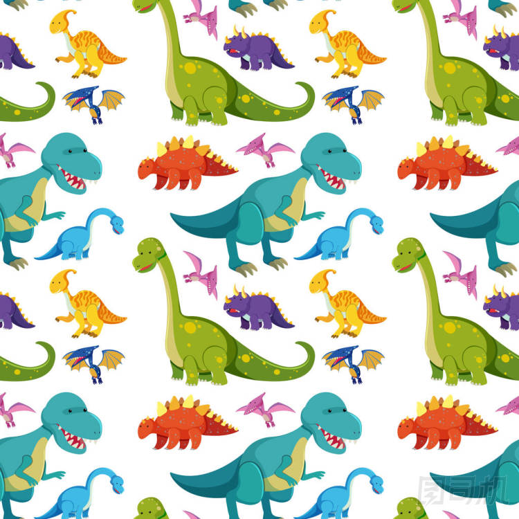 無縫背景與許多恐龍圖片