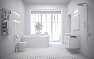 現(xiàn)代衛(wèi)浴的白色內(nèi)飾3d 渲染