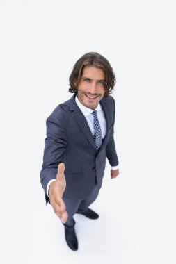 商务男士为握手提供帮助