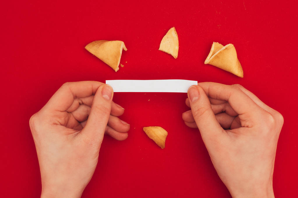 The Woman who Opened the Traditional Fortune Cookie, Chinese New Year concept