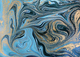 大理石抽象丙烯酸背景。蓝色大理石艺术品纹理。金色闪光