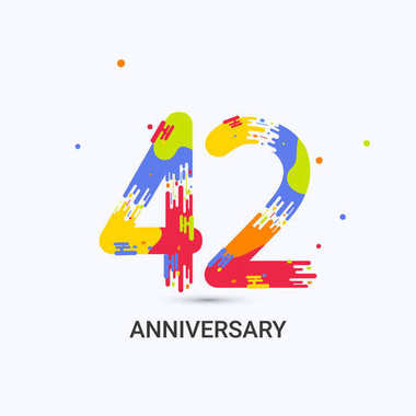 42周年纪念, 飞溅色的标志庆祝在白色背景隔绝了