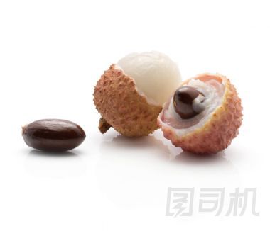 荔枝棧在白色背景上分離成熟的粉紅色新鮮的兩個漿果果皮雞舌籽