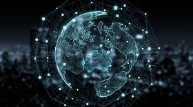 连接系统全球世界观3d 渲染