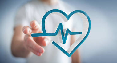 拥抱和触碰医疗图标 3d 渲染的商人