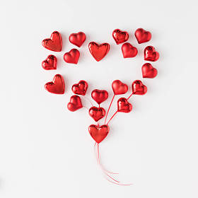 红心形状的心形气球, 爱的概念
