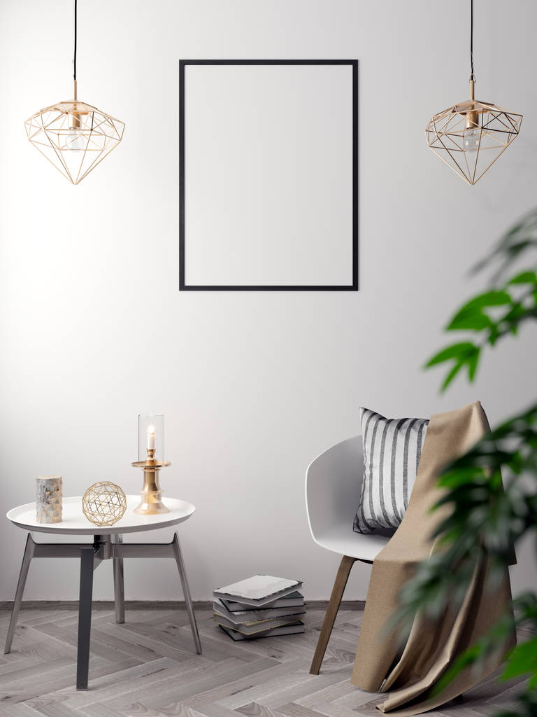 在内部,样机海报的现代设计 3d 图 在内部,样机海报的现代设计 3d 图