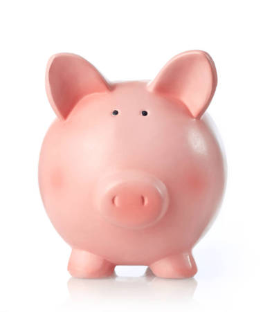 在白色的存錢罐