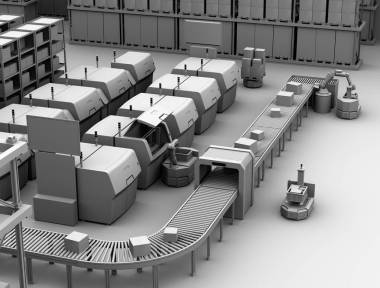 從金屬3d 打印機(jī)中提取自動導(dǎo)引小車的粘土模型智能工廠概念3d 渲染圖像