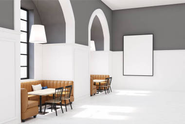 白色和灰色咖啡館, 木