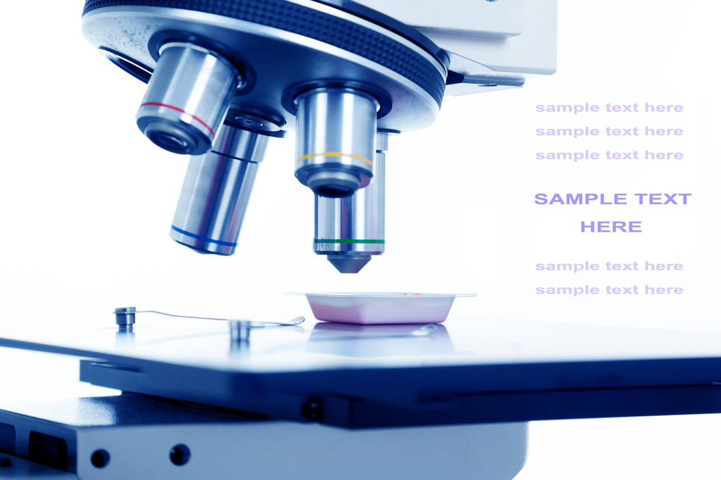 实验室显微镜镜头具有很多的空间,将文本插入 实验室显微镜镜头具有很多的空间,将文本插入