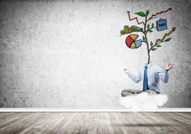 莲花姿势的商人