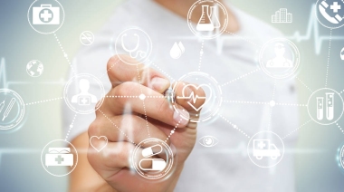 數(shù)字醫(yī)療接口用筆 3d 渲染的商人