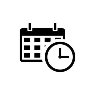 带有时钟时间工具矢量图标的日历