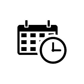 带有时钟时间工具矢量图标的日历